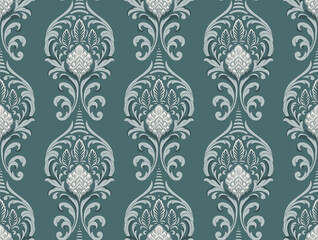 Damask seamless pattern element. Vector classical luxury old fashioned damask ornament, royal victorian seamless texture for wallpapers, textile, wrapping. Vintage exquisite floral baroque template.