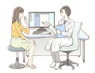 カウンセリングするドクターと女性患者