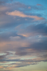 Rain clouds in the sky at sunset