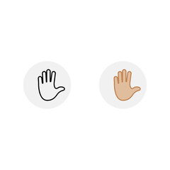 Icon for clubhouse app. Raise hand for chatting. Palm of hand icons. Vector