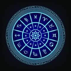 12 zodiac vector illustration with magic ring looks energetic.