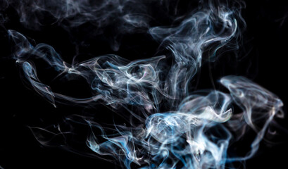 Smoke isolated on black background.