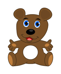 a sitting brown teddy bear cuddly toy wanting to give a hug