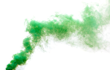 Fototapeta na wymiar Green smoke isolated on a white