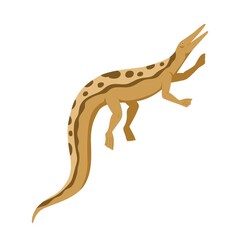 Profile of nothosaur dino. Extinct marine dinosaur. Aquatic reptile of ancient Jurassic period. Prehistorical character. Colored flat cartoon vector illustration isolated on white background