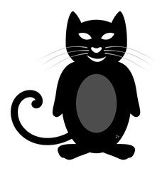 a nasty black cat standing upright with a big moustache