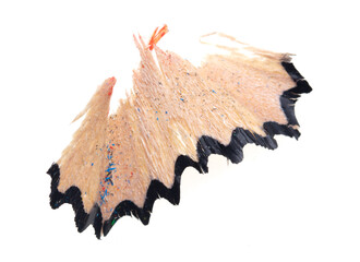 Opics from a sharpening pencil on a white background.