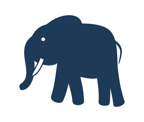 a blue elephant with big tusks, appearance and silhouette with shade