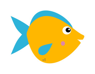 a tropical yellow and blue fish swimming in the water