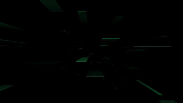 3d green abstract render of fly by blocks