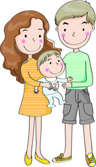 vector cartoon family daddy mommy baby boy