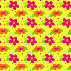 Flat style flower vector pattern spring and summer. Vector illustration