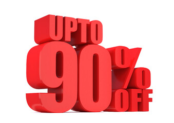 90 Percent off 3d Sign on White Background, Special Offer 90% Discount Tag, Sale Up to 90 Percent Off,big offer, Sale, Special Offer Label, Sticker, Tag, Banner, Advertising, offer Icon