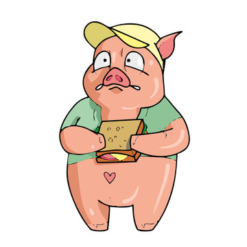 recommend clip art: Pig on white background Cute Cartoon Vector illustration. 