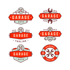 Vintage retro garage badge logo collection