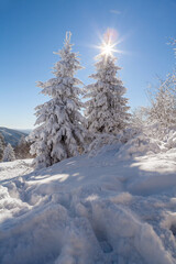A snow covered landscape Czech Republic - Pustevny, Beskydy, Radegast, Radhost