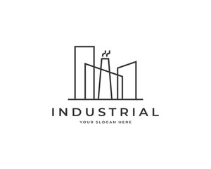 Modern industrial logo vector. Factory building logo design