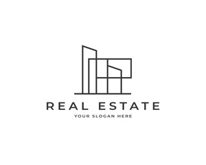 City building construction logo vector. Modern property investment business logo design