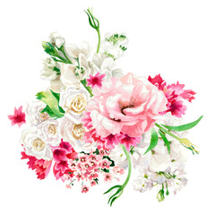 Floral composition isolated on white. Hand painting watercolor
