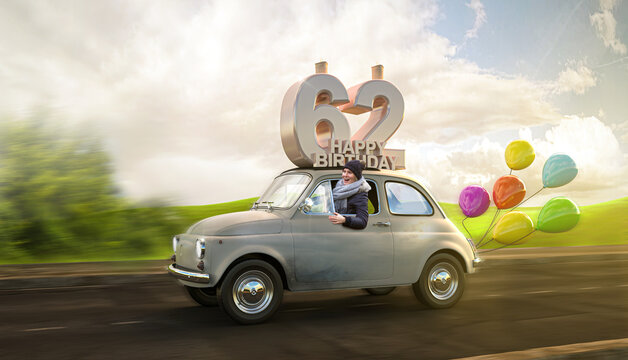 Geburtstagsauto Happy Birthday 62