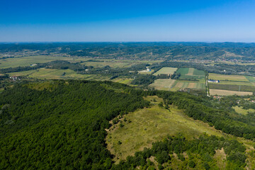 View of the Gilort river valley, in Gorj County, Romania