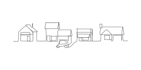 City skyline - continuous one line drawing