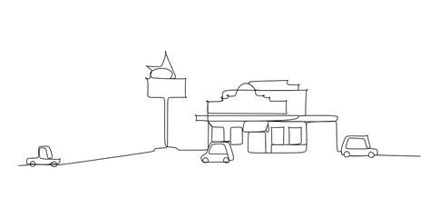 City skyline - continuous one line drawing