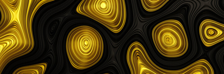 3D abstract gold on black background
