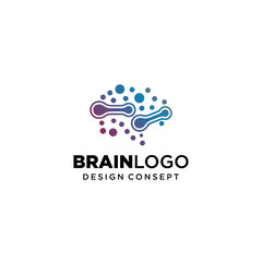 Fototapeta premium Brain Logo vector template. Design Inspiration. Think idea concept.Brain storm power thinking braian Logotype icon