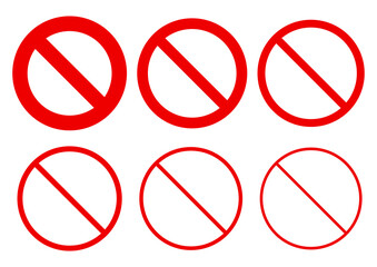 No sign Red prohibition sign icon set. Vector illustration image. Isolated on white background.	
