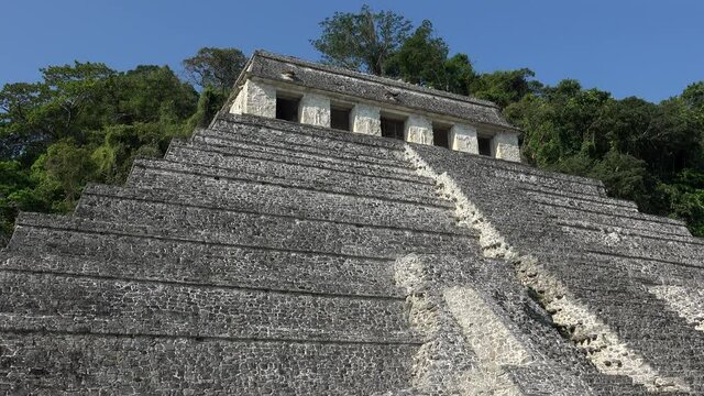 Temple of inscriptions in Palenque Mayan ruins, Mexico.