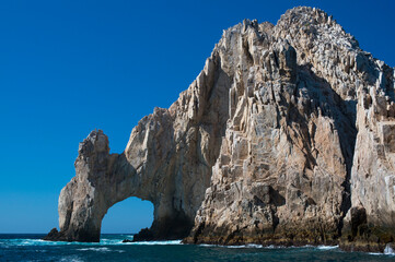 landscape of rock arch formation on the ocean cost of Cabo 
