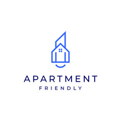 home apartment logo vector modern simple with smile symbol