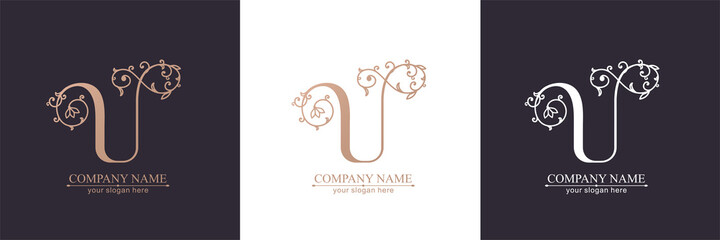 Premium Vector U logo. Monnogram, lettering. Personal logo or sign for branding an elite company.