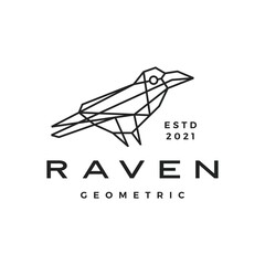 raven crow geometric polygonal logo vector icon illustration