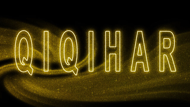 Qiqihar Gold glitter lettering, Qiqihar Tourism and travel, Creative typography text banner