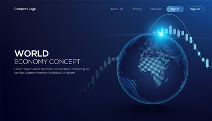 Global financial in graphic concept suitable for global financial tech or World Economic trends and all art work design. Abstract finance background. Vector illustration