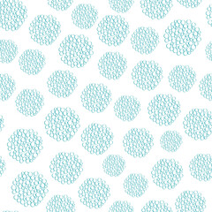 Water bubble vector pattern background. Abstract circles within circular shapes soap or pop drink bubbles. Transparent effect irregular random layout on aqua blue white backdrop. Fun all over print.