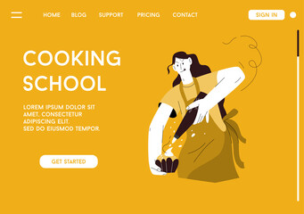 Vector landing page of Cooking School concept