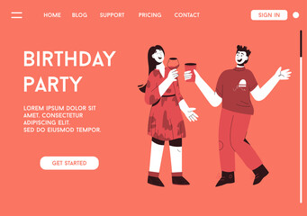 Vector landing page of Birthday Party concept