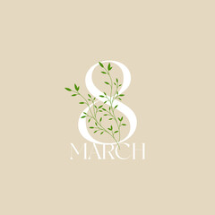 8 march banner with flower