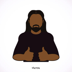 Vector stock of man making thumbs up sign.  white background