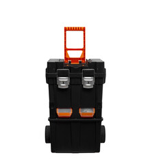 Naklejka premium big black toolbox for carried construction tools on wheels