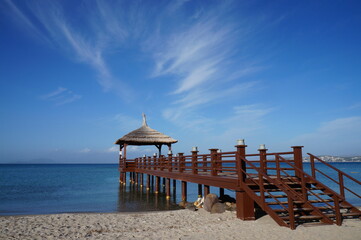 Excellent wooden pier view at a wonderful sunny day