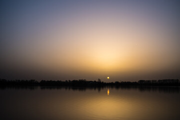 sunset over lake