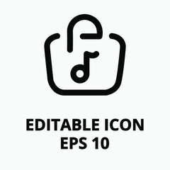 Black and white information icon. Isolated editable vector icon. Item basket. Add new items to your basket. Buy and pay application sound