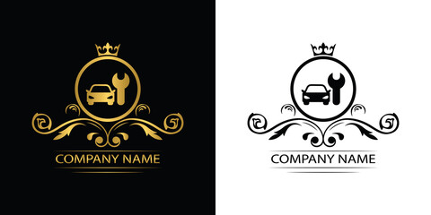 car service logo template luxury royal vector company decorative emblem with crown	
