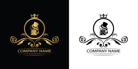 beer, beer pub logo template luxury royal vector company decorative emblem with crown	
