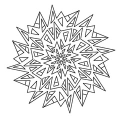 Circular element for coloring book. Different shapes in the form of a mosaic. Mandala. Vector hand drawn, line art