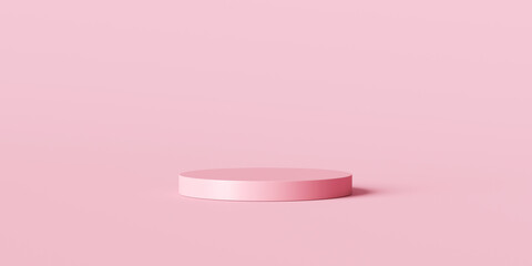 Pink product background stand or podium pedestal on empty display with pastel backdrops. 3D rendering. © Lemonsoup14